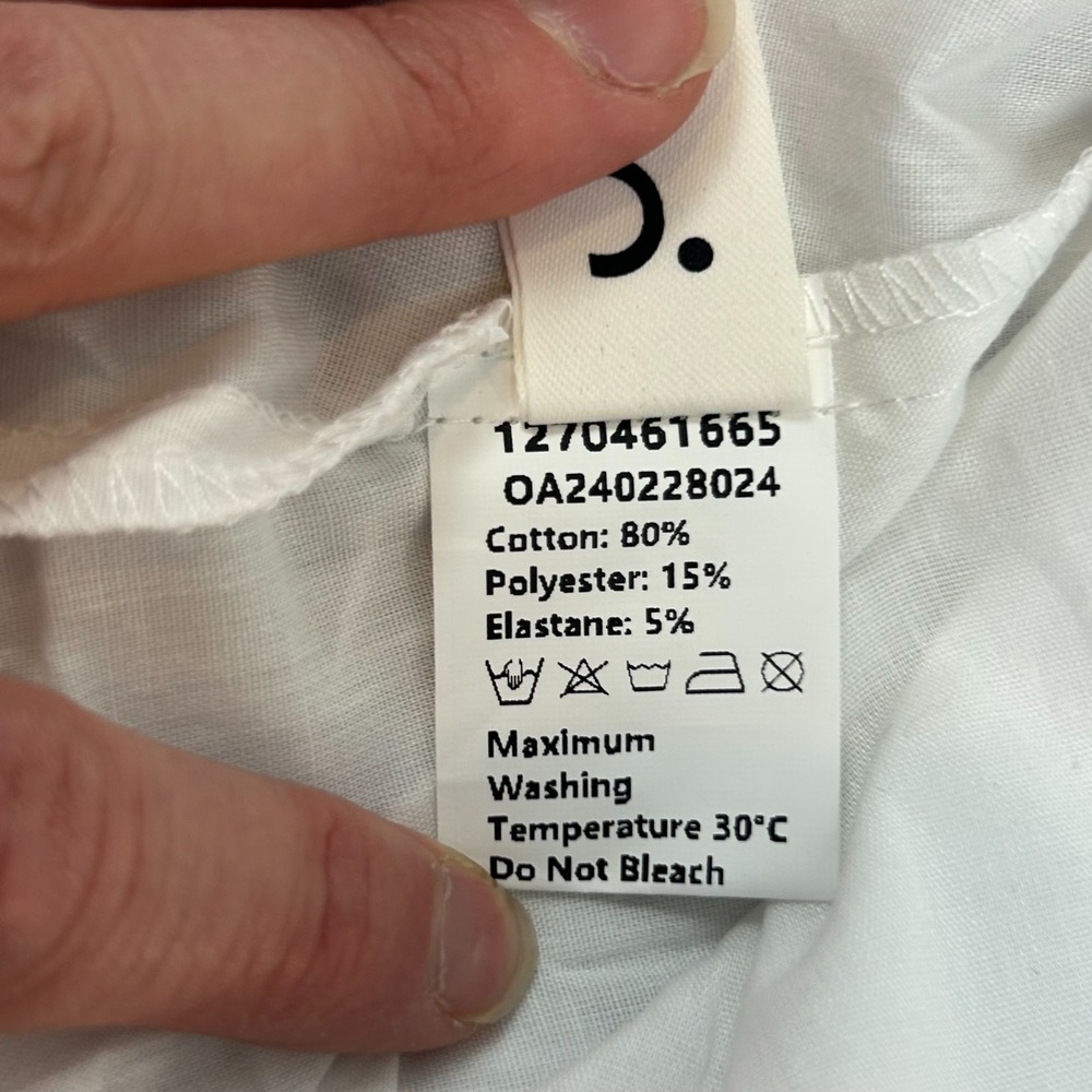 Commense Cami Midi Dress Womens M White Cotton Stretch Pleated Spaghetti Strap - Picture 8 of 12